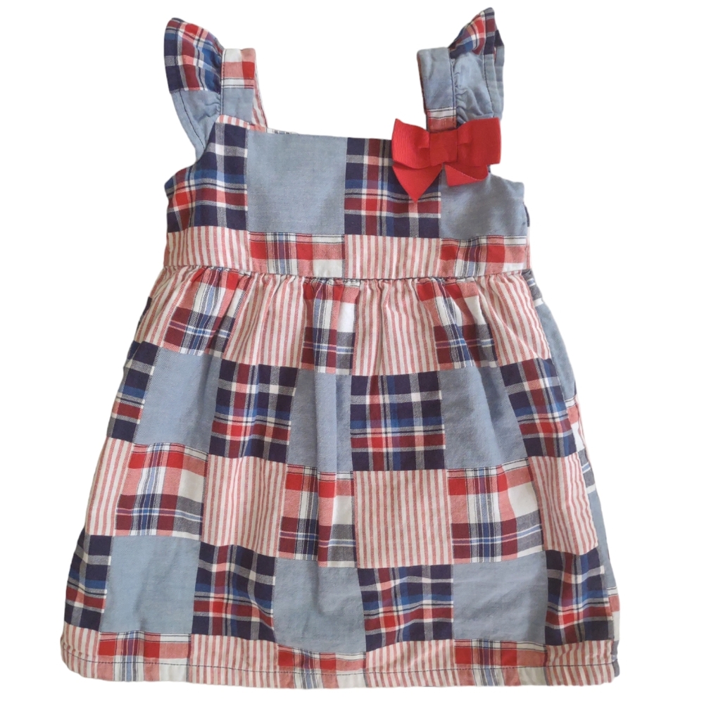 Gymboree lined Red/white/blue plaid‎ dress Size 6-12 months
